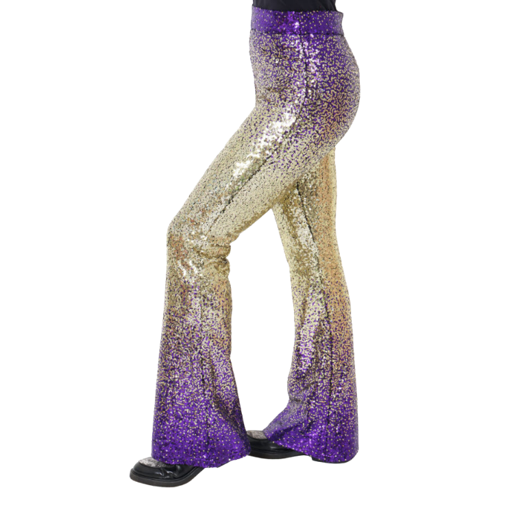Flared pants purple/gold