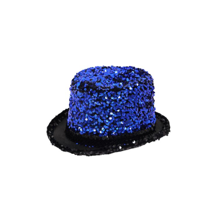 Hoge hoed paillet blauw